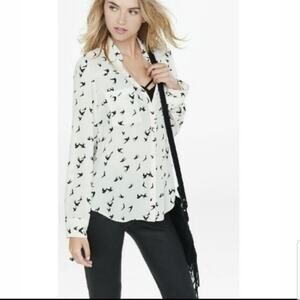 Express The Portofino Shirt Sheer Bird Pattern